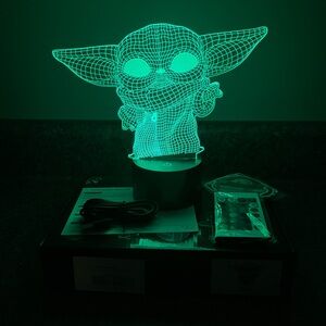Yoda Star Wars 3D Night Light Lamp, 20 Colors/Modes, Sticker, Cord/Batteries NIB